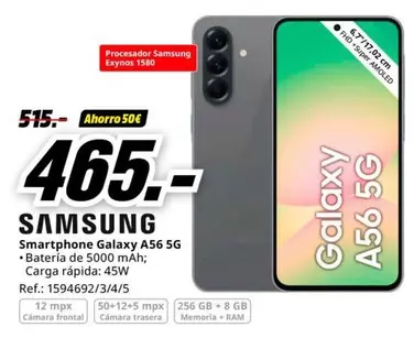 Oferta de Samsung - Smartphone Galaxy A56 5g por 465€ en MediaMarkt