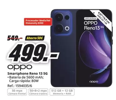 Oferta de OPPO - Smartphone Reno 13 5g por 499€ en MediaMarkt