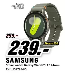 Oferta de Silver - Smartwatch Galaxy Watch7 Lte 44mm por 239€ en MediaMarkt