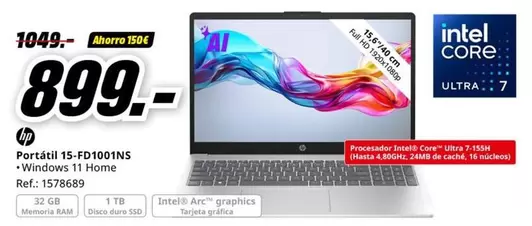 Oferta de Windows - Portátil 15-Fd1001NS por 899€ en MediaMarkt