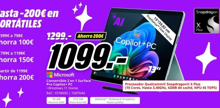 Oferta de Microsoft - Aspirapolvere Senza Filo Cortabile por 1099€ en MediaMarkt