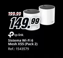 Oferta de TP-LINK - Sistema Wi-Fi 6 Mesh X55 (Pack 2) por 149,99€ en MediaMarkt