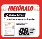 Oferta de McAfee - Lo Mejoralo Mcafee & Office por 99€ en MediaMarkt