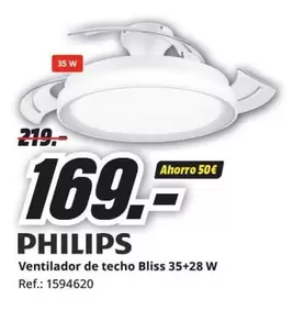 Oferta de Philips - Ventilador De Techo Bliss 35+28 W por 169€ en MediaMarkt