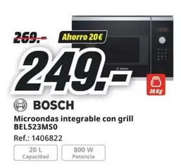 Oferta de Bosch - Microondas Integrable Con Grill por 249€ en MediaMarkt