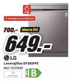 Oferta de LG - Lavavajillas Df365fps por 649€ en MediaMarkt