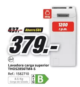 Oferta de Hoover - Lavadora Carga Superior THOS2856TM4-S por 379€ en MediaMarkt