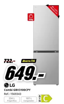 Oferta de LG - Combi Gbv3100cpy por 649€ en MediaMarkt