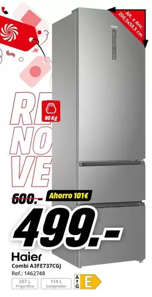 Oferta de Haier - Combi AAF9737CGI por 499€ en MediaMarkt