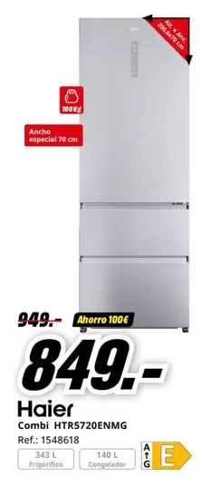 Oferta de Haier - Combi Htr52720enmg por 849€ en MediaMarkt