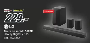 Oferta de LG - Barra De Sonido S60tr por 229€ en MediaMarkt