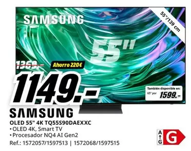 Oferta de Samsung - Oled 55" 4k Tq5590daexxc por 1149€ en MediaMarkt