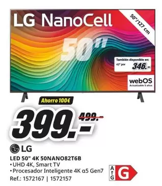 Oferta de LG - Led 50" 4k 50nano82t6b por 399€ en MediaMarkt