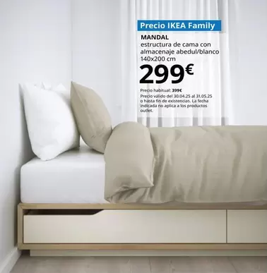 Oferta de Mandal - Estructura De Cama Con Almacenaje, Abedul/blanco por 299€ en IKEA