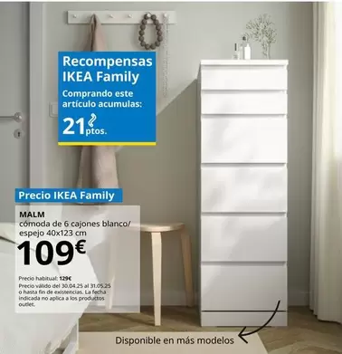 Oferta de Malm - Cómoda De 6 Cajones, Blanco/espejo por 109€ en IKEA