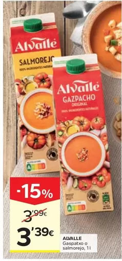 Oferta de Alvalle - Gaspatxo O Salmorejo por 3,39€ en Caprabo