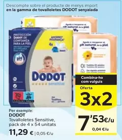 Oferta de Dodot - Tovalloletes Sensitive por 11,29€ en Caprabo