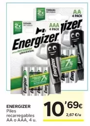 Oferta de Energizer - Piles Recargables Aa O Aaa por 10,69€ en Caprabo