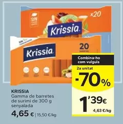 Oferta de Krissia - Gamma De Barretes De Surimi De 300 G Senyalada por 4,65€ en Caprabo