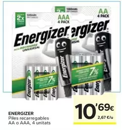 Oferta de Energizer - Piles Recargables Aa O Aaa por 10,69€ en Caprabo