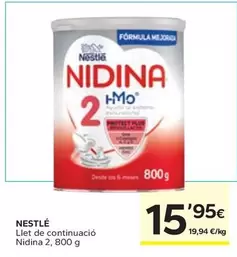 Oferta de Nestlé - Llet De Continuacio Nidina 2 por 15,95€ en Caprabo