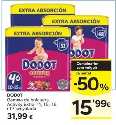 Oferta de Dodot - Gamma De Bolquers Activity Extra T4/ T5/ T6 I T7 Senyalada por 31,99€ en Caprabo