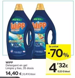 Oferta de Wipp - Detergent En Gel Limpio Y Liso por 14,4€ en Caprabo