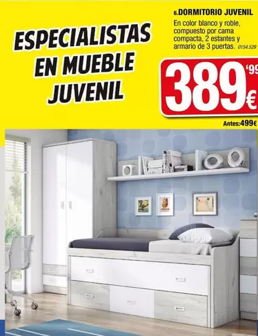 Oferta de Blanco - Dormitorio Juvenil por 389€ en Rapimueble