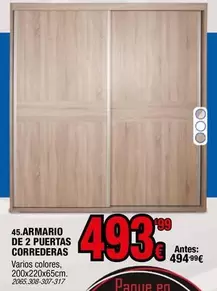 Oferta de Armario De 2 Puertas Correderas por 93,99€ en Rapimueble