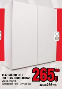 Oferta de Armario De 2 Puertas Correderas por 265,99€ en Rapimueble