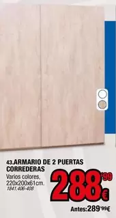Oferta de Armario De 2 Puertas Correderas por 280,99€ en Rapimueble