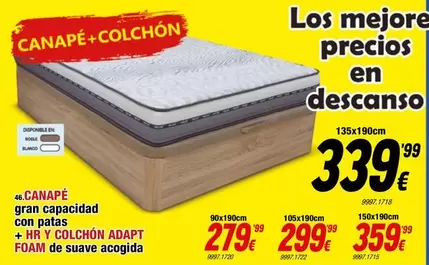 Oferta de Blanco - Canape+Colchón por 339,99€ en Rapimueble