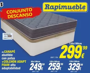 Oferta de Canape + Colchon Adapt por 299,99€ en Rapimueble