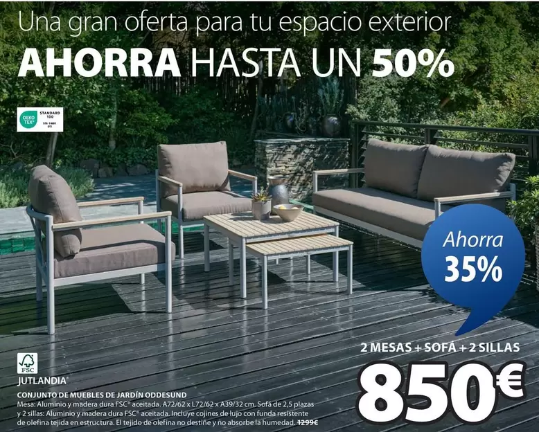 Oferta de 2 Mesas + Sofa + 2 Sillas por 850€ en JYSK