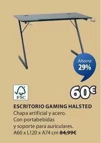 Oferta de Escritorio Gaming Halsted por 60€ en JYSK