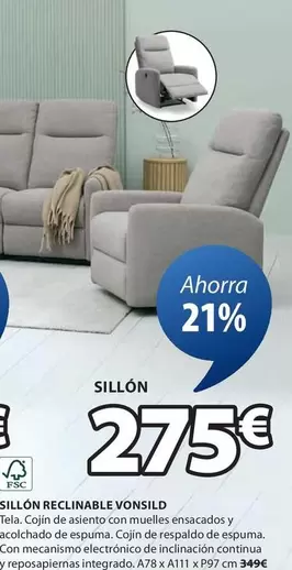 Oferta de Sillón Reclinable Vonsilld por 275€ en JYSK