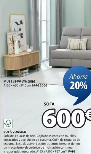 Oferta de Sofá por 600€ en JYSK