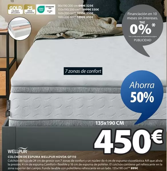 Oferta de Wellpur - Colchon De Espuma  Hovida GF110 por 450€ en JYSK