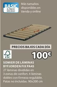 Oferta de Somier De Laminas Byfjorden Fix Pa45 por 100€ en JYSK