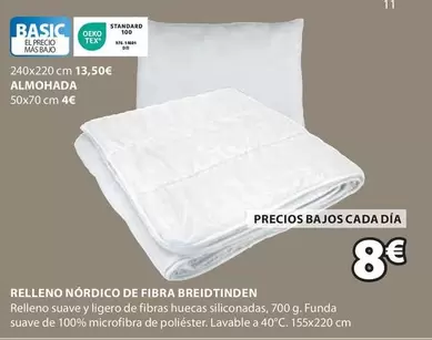 Oferta de Relleno Nordico De Fibra Breid Tinden por 8€ en JYSK