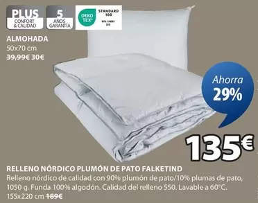 Oferta de Relleno Nordico Plumon De Pato por 135€ en JYSK