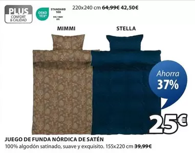 Oferta de Juego De Funda Nòrdica De Satén por 25€ en JYSK
