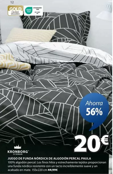 Oferta de Kronborg - Juego De Funda Nordica De Algodon Percal Pulia por 20€ en JYSK