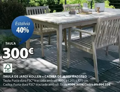 Oferta de Taula De Jardi Kollen + Cadira De Jardi Radsted por 300€ en JYSK