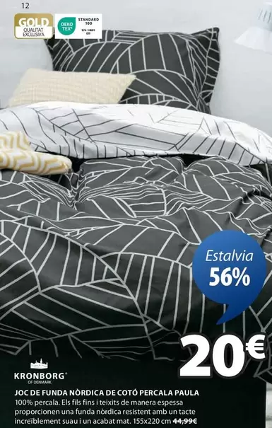 Oferta de Kronborg - Joc De Funda Nordica De Coto Percala Paula por 20€ en JYSK