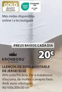 Oferta de Kronborg - Llençol De Sota Ajustable De Jersei Else por 20€ en JYSK