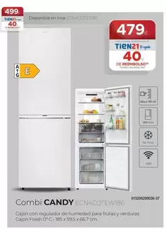 Oferta de Candy - Combi ECN4CQTEX186  por 479€ en Tien 21