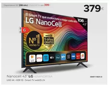 Oferta de LG - Nanocell 43" por 379€ en Tien 21