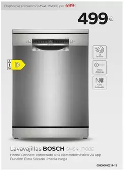 Oferta de Bosch - Lavavajillas SMS4HTI00E por 499€ en Tien 21