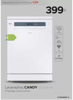 Oferta de Candy - Lavavajillas CF 4C0F1W por 399€ en Tien 21